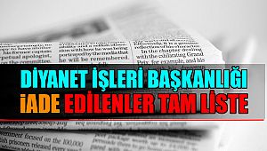 Diyanet Göreve iade edilenlerin listesi