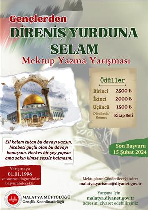 Malatya'da “gençlerden Direniş Yurduna Selam” Mektup Yazma Yarışması