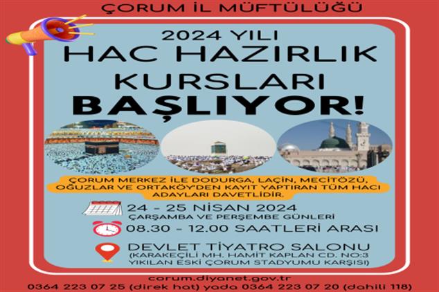 Çorum'da Hac Hazırlık Kurslarımız Başlıyor‼️