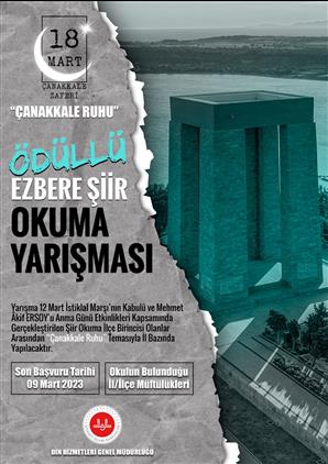 Uşak'da "çanakkale Ruhu" Konulu, ödüllü Ezbere şiir Okuma Yarışması